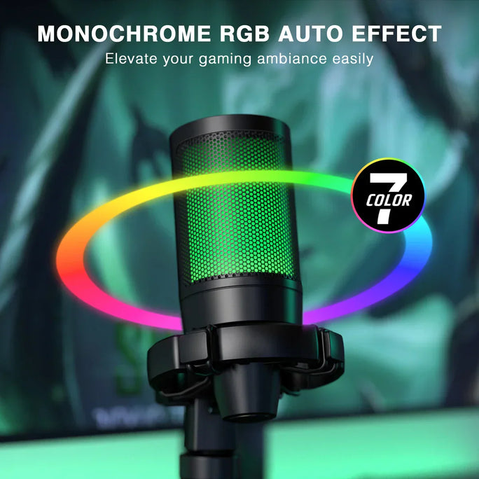 AmpliGame RGB Gaming Microphone – Crystal-Clear Audio & Customizable Lighting